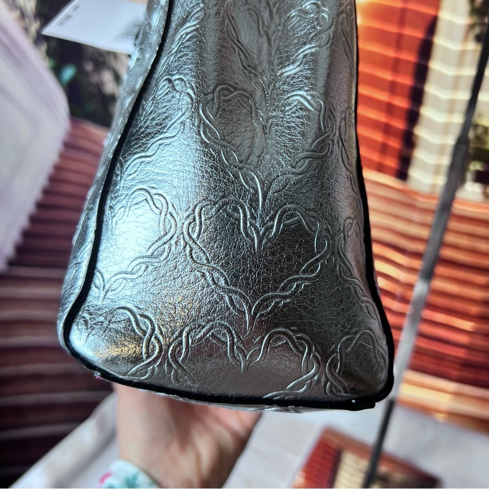 NWT Betsey Johnson Shop Around The Clock Tote, Silver, Heart Logo, Crossbody - Picture 12 of 16